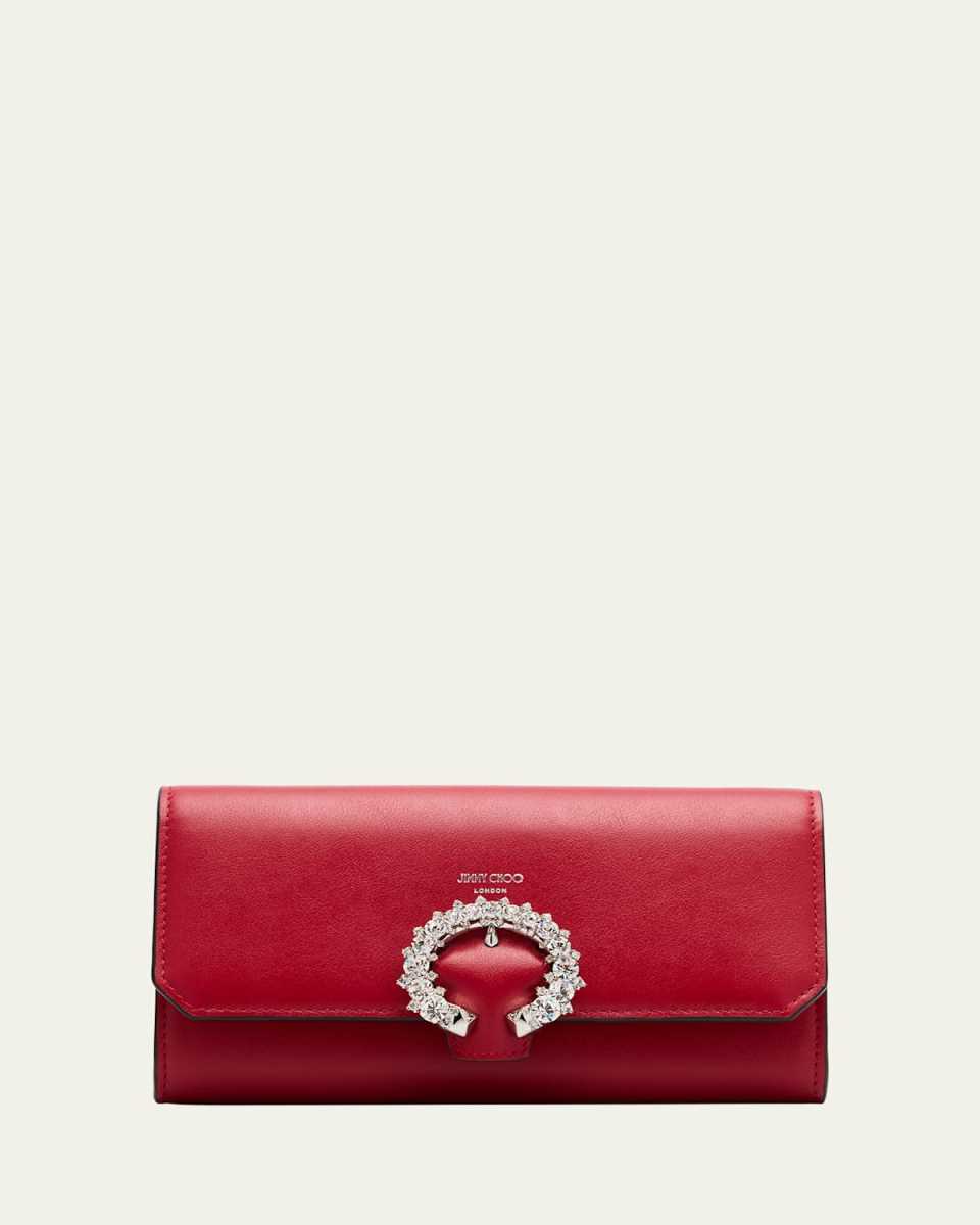 Buckle Flap Leather Wallet on Chain